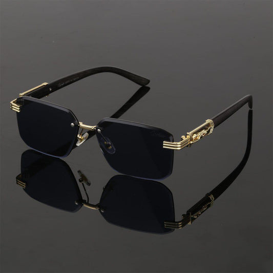 Cartier Tiger Shades by Rash Enterprise with black lenses and gold detailing on black frame