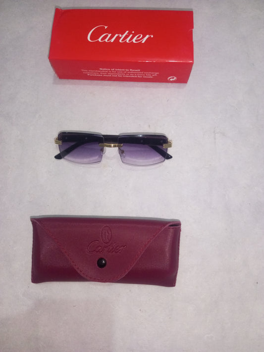 Cartier Tiger Shades with gradient lenses, gold frame, red Cartier box and leather case by Rash Enterprise